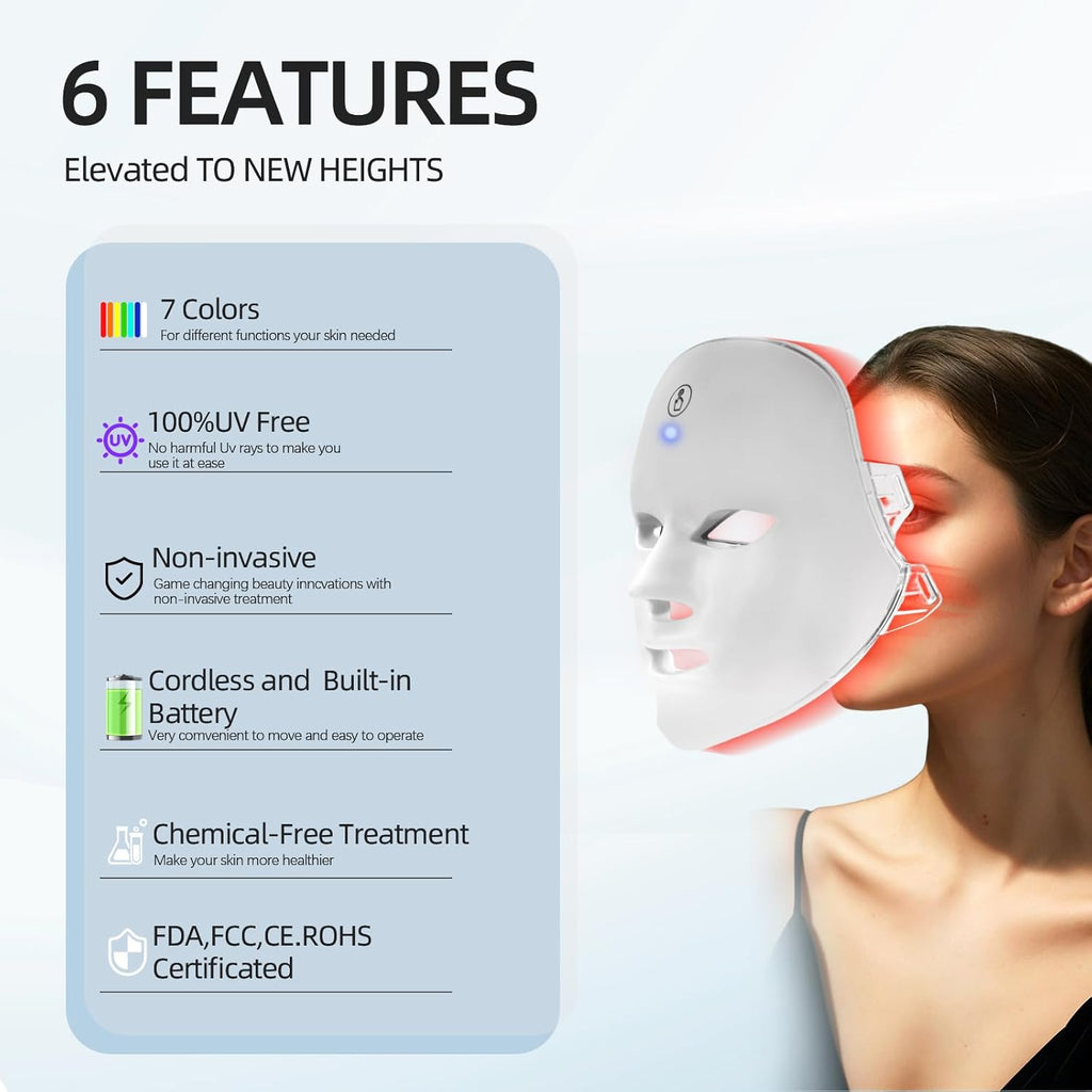 Cordless 7-Color LED Light Therapy Skin Mask