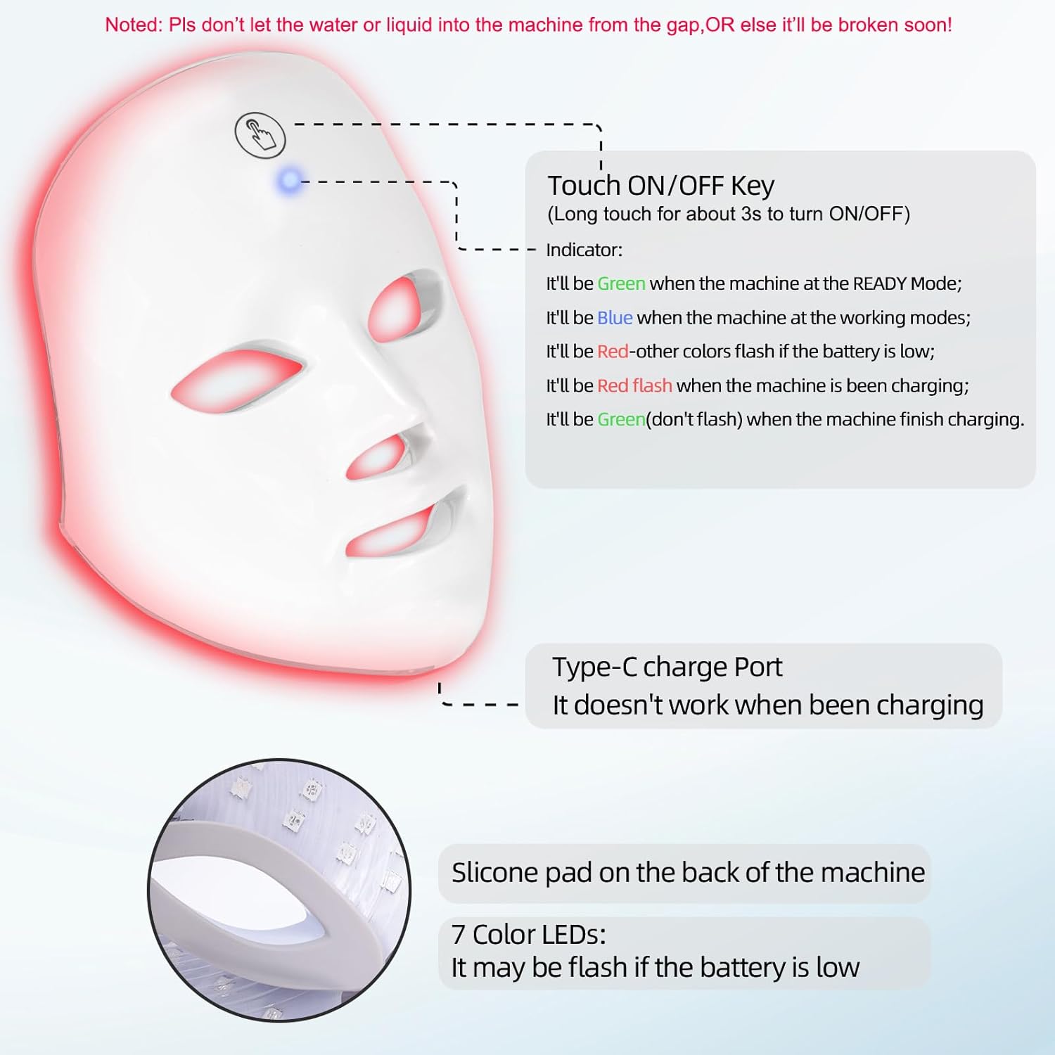 Cordless 7-Color LED Light Therapy Skin Mask