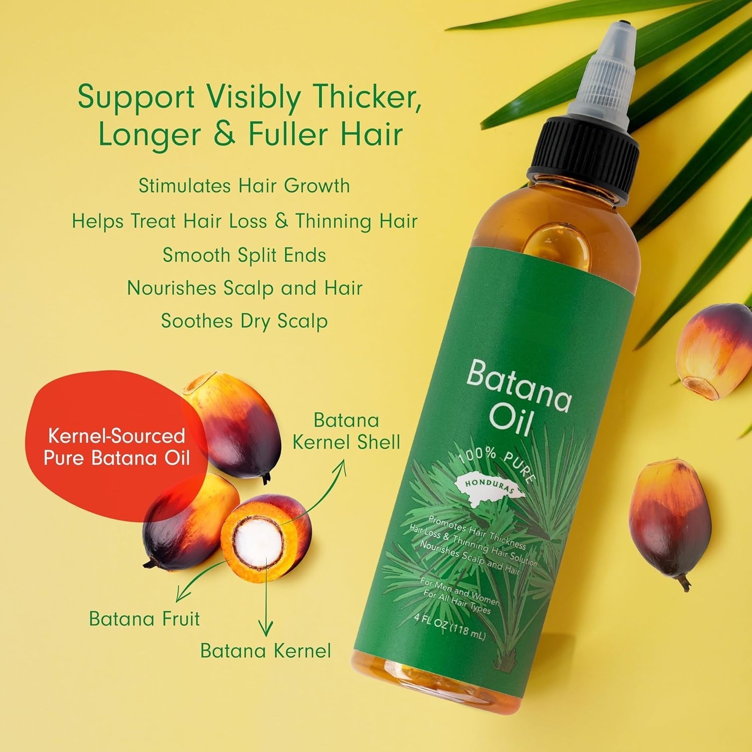 Batana Oil for Hair – 100% Pure Raw Honduran Oil, 4 oz